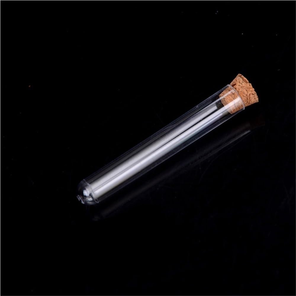 Tubos de almacenamiento de muestras 100 tubos de ensayo plástico con tapón corcho transparente, 16 x mm, cristalería laboratorio for experimentos, great for exhibiciones