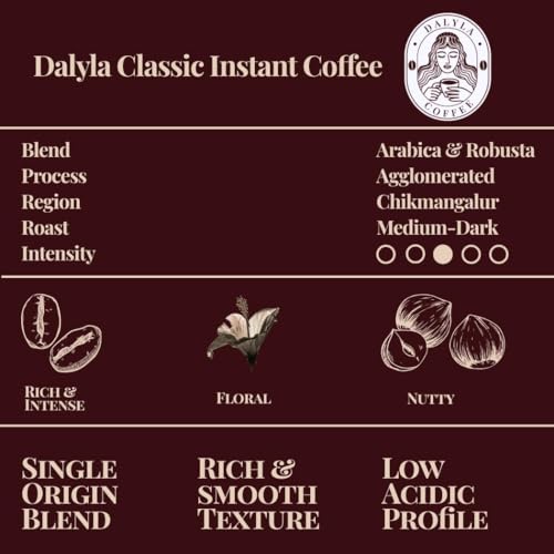 Image of Dalyla Premium Classic Instant Coffee 100 G | 100% Pure Coffee | No Chicory | Rich Aroma & Strong Flavor | Arabica-Robusta Roast | Airtight Zipperlock Pouch