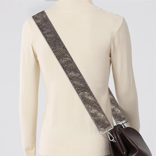 Image of Purse Straps Replacement Crossbody,Crochet Purse Strap for Handbags,Wide Shoulder Straps for Bags(5-Carved Copper Gold)