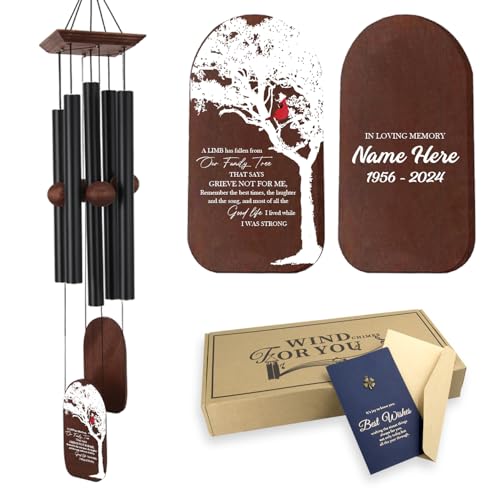 Image of ASTARIN Personalized Windchimes in Memory of a Loved One, Memorial Cardinal Wind Chimes for Loss Mother /Father /Son /Grandma, Deep Tone Wind Chime Outside Outdoor Patio Decoration