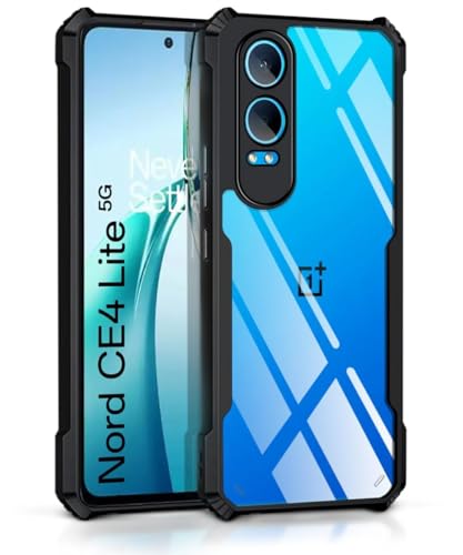 Image of Bintage Back Cover Clear Eagle Smoke Case Compatible Model for OnePlus CE 4 lite 5G /CPH2619| Raised Edges I paky |Imported Rubber Bumper Scratch & Camera Protection - Black