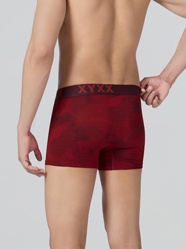 Image of XYXX Men's Matrix Super Combed Cotton Blend Geometric Antimicrobial Trunks with No Marks Waistband (Pack of 2)