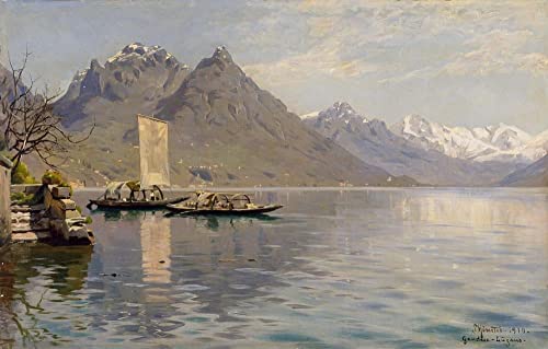 Toile Nordique lac de Lugano de Peder Monsted pour créer un cocon zen dans votre chambre 60x90