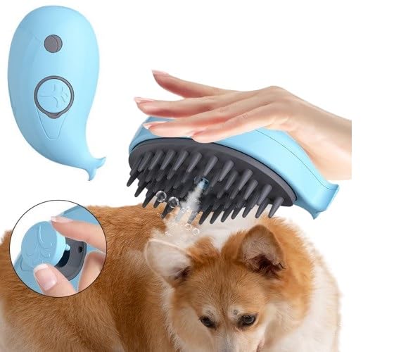 WapaW Dog Cat Steam Brush, 3 In 1 Cat Steamy Brush