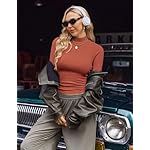 Ekouaer Women's Mock Turtleneck Long Sleeve Shirts Ribbed Knit Lightweight Pullover Sweater Stretch Fitted Thermal Top - Image 4