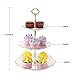 BonNoces 3-Tier Porcelain Embossed Cupcake Stand - Pure White Rimmed with Gold Dessert Cake Stand - Pastry Serving Tray Platter for Tea Party, Wedding and Birthday