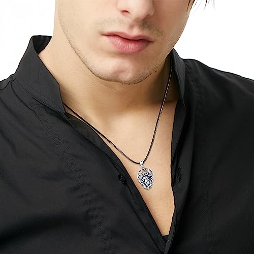 CUOKA MIRACLE Lion Necklace for Men 925 Sterling Silver Lion Jewelry Celtic Lion Head Pendant Necklace Punk Animal Charm Necklace Birthday Jewelry Gift for Dad3