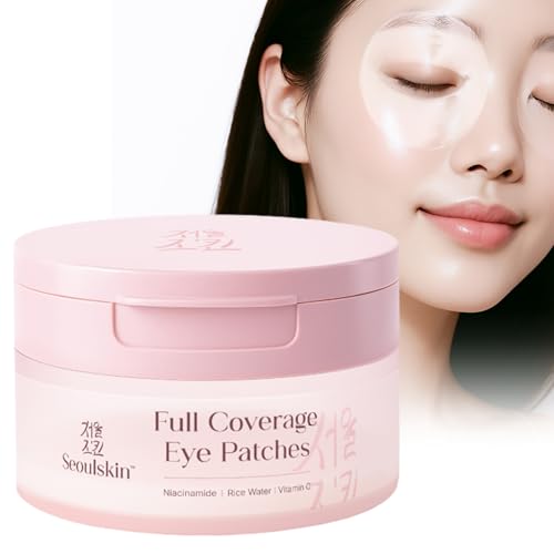 Image of Seoulskin Full Coverage Eye Patches | Dark Circles, Puffy Eyes & Fine Lines | 360 Eye Zone Coverage | Niacinamide, Rice Water & Vitamin C | Hydration & Firming | 40 Patches