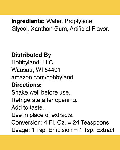 Hobbyland Bakery Emulsions (Butter Flavoring, 4 Fl Oz), Butter Baking Emulsion, Made In Small Batches. #TOP5