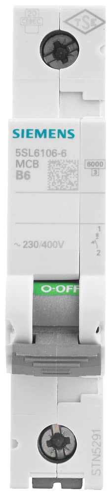 Siemens 5SL61066 Leitungsschutzschalter 6kA B6 1P in 1TE 230/400V, MCB, Sicherungsautomat…