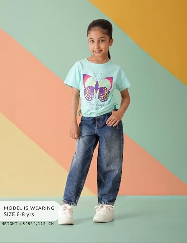 Image of Amazon Brand - Symbol Girl's Cotton Barrel Jeans
