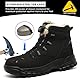 PAQOZKC Arbeitsschuhe Herren Damen Winter Wasserdicht Sicherheitsstiefel Leicht Sicherheitsschuhe Hoch Komfort Stahlkappenschuhe Warm Gefütterte M679JR/Schwarz 42