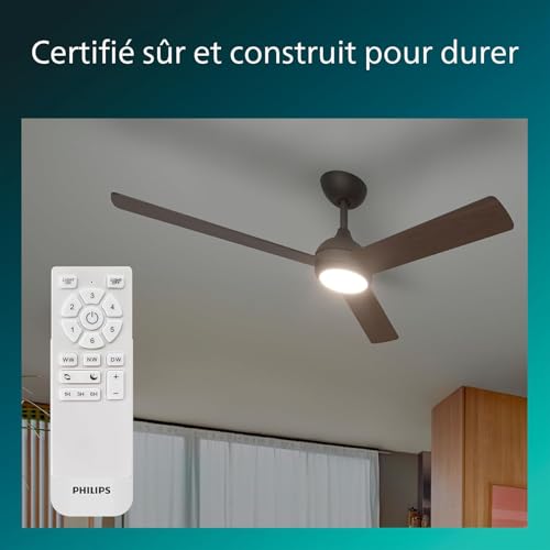 Ventilateur de plafond avec LED télécommande PHILIPS Civx 3 pales 2500 lumens - 8