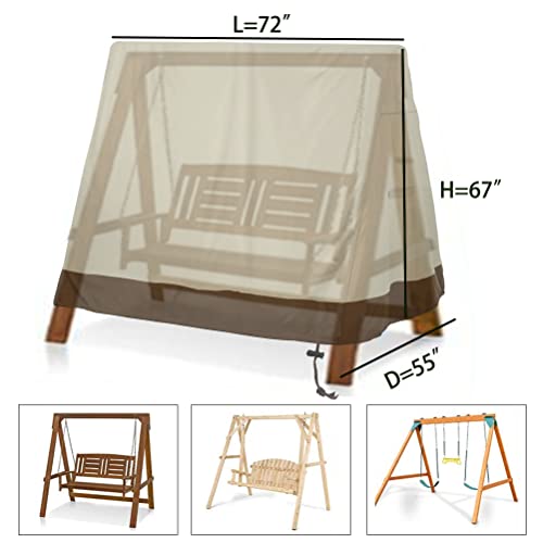 Xinjiuz Patio Swing Chair Cover A-Frame 72X67X55 Inches Uv Resistant Outdoor Swing Cover Waterproof Dust Proof Weather Protector Patio Furniture Coves For Garden Furniture (Beige & Coffee) #TOP1
