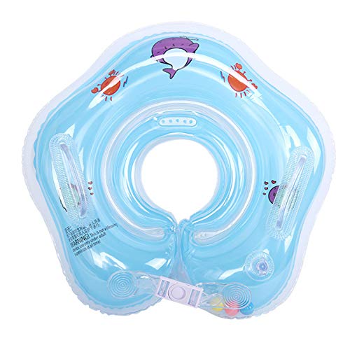 Baby Swimming Float, Baby Infant Inflatable Neck Float Ring for Bath Swimming, Childrens\' First Swim Floaties Bathtub Toys Pool Accessories for Kids Toddlers (Blue)