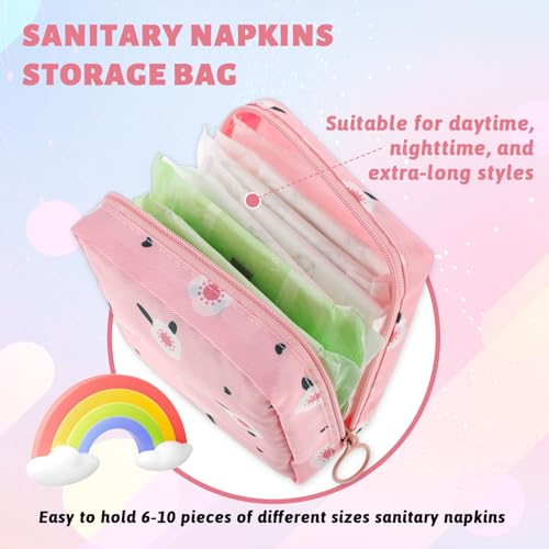 Image of 2Pcs Period Bag, Sanitary Napkin Storage Bag Portable Reusable Sanitary Pads Bags for Women Tampons Holder for Purse Period Pouch with Zipper Feminine Care Kit