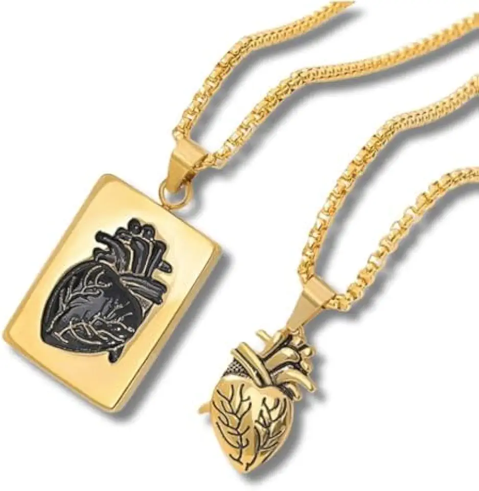 Conjunto Corrente Casal Unissex "Heart of Gold" – 2 Peças, Pingentes Complementares, Aço Inoxidável, Amor e Conexão – Acompanha Bolsa de Veludo