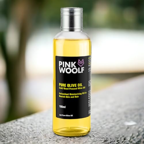 Image of Pink Woolf Olive Oil for Hair & Skin | Light & Quick-Absorbing | Ideal for Body Massage and Skin Nourishment | Pack of 1
