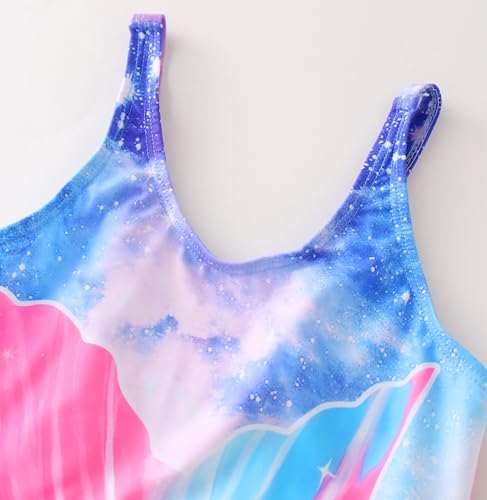 Image of Akokvlar Girl One Piece Swimsuit Rainbow Mermaid Bathing Suit Floral Swimwear