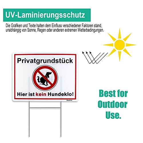 Goodvia Privatgrundstück Kein Hundeklo Schild 32 x 24 cm Hartschaumplatte Mit H-Halterung, XL Verbotsschild Hier Keine Hundetoilette Mit UV Schutz