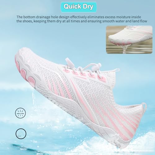 Image of Beach Water Shoes for Women Men Quick Dry Non-Slip Wide Toe Hike Barefoot Footwear for Beach Pool Aqua Swim Surf Walk