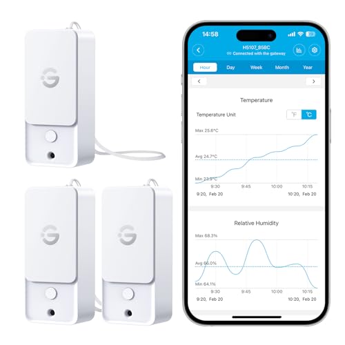 Image of GoveeLife Outdoor Temperature and Humidity Sensor H5107 Replacement Kit | 3Pack, Full Function Only via 2.4GHz WiFi Gateway H5043, Not Support Bluetooth Connection