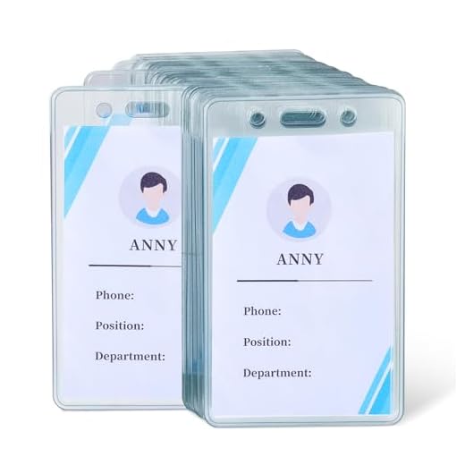 Amazon Basics Clear Name ID Badge Holder - Vertical (Pack of 50)