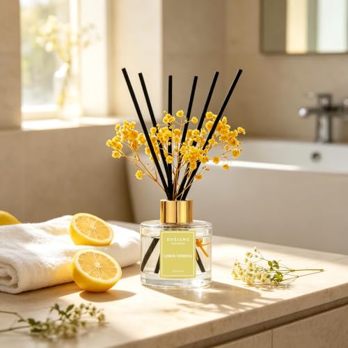 Reed Diffuser Set,3.38 fl oz (100 ml) Lemon Verbena Oil Diffusers with 6 Reed Sticks for Bathroom Shelf Decor Home Fragrance Reed Diffuser - image 7