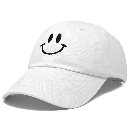 Dalix Smile Baseball Cap Smiling Face Happy Dad Hat Men Women Teens In White #TOP3