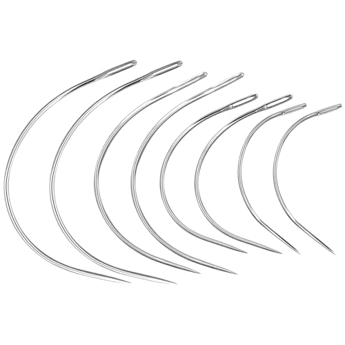 Juego de 8 agujas curvas, agujas redondas de cuero, agujas de costura para tapicería de acero, peluca C, agujas curvas, para cuero, tejido, tapicería, reparación de alfombras