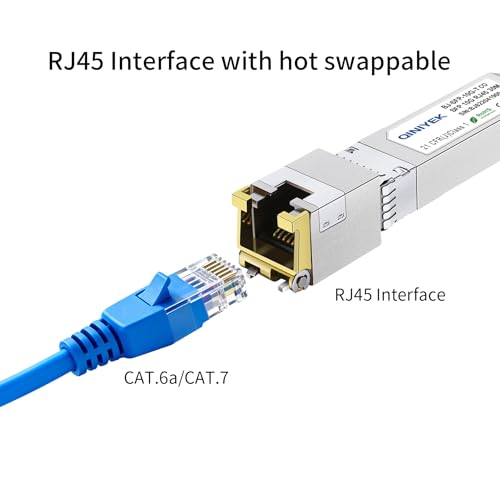 Image of 10G SFP+ to RJ45 Module, 10GBase-T Copper SFP+ Gbic Transceiver for Cisco SFP-10G-T-S, Ubiquiti UniFi UF-RJ45-10G, MikroTik S+RJ10, Netgear AXM765, Fortinet, Cat.6a /7, up to 30m, 2Pack