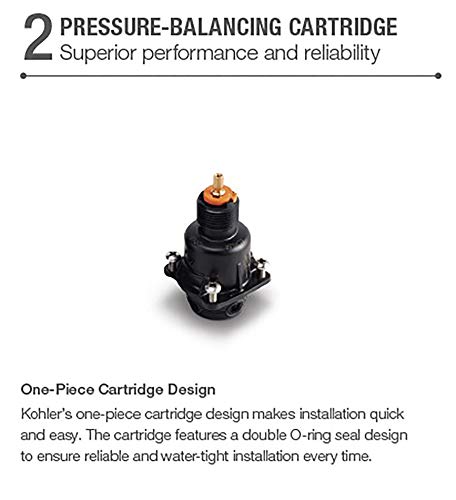 KOHLER K-8304-KS-NA Rite-Temp Pressure-Balancing Valve Body and Cartridge Kit with Service Stops, Shower Valve System, 5.0 GPM, Simple Installation & Maintenance by Kohler - Image 4
