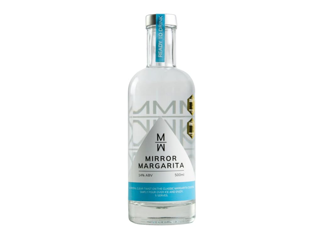 Mirror Margarita, original | Ready to drink premixed bottled cocktail made with premium agave Cazcabel Blanco Tequila | 50cl