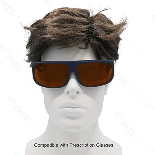 FREEMASCOT OD 4+ 190nm-550nm / 850nm-1300nm Wavelength Green/Blue/Infrared Laser Safety Glasses for 405nm, 450nm, 532nm, 980nm, 1064nm Laser Light