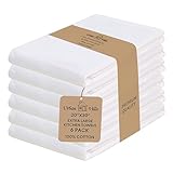 Urban Villa Kitchen Towels 100% Cotton Dish Towels for Kitchen(Set of 6) 20”x30” Dish Cloths Highly Absorbent Kitchen Linen Set with Hanging Loop Perfect for Drying Dishes Cleaning Hand Towels – White