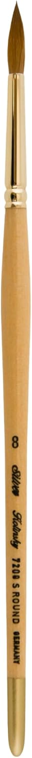 Silver Brush Limited 7200S8 Silver Kolinsky Round Brush for Watercolor and Oil, Size 8, Short Handle