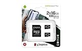 Capacidades de hasta 512 GB** Kingston Canvas Select Plus Tarjeta microSD, SDCS2/16GB-2P1A Class 10 (2X Tarjetas,SD con Adaptador SD)