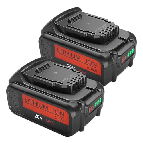 VIRSHX BATT 2 Pack 6.0Ah Battery Replacement with Mount Holder for Dewalt 20 Volt MAX Lithium Ion Premium XR Battery DCB200 DCB201 DCB203 DCB204BT-2 DCB206