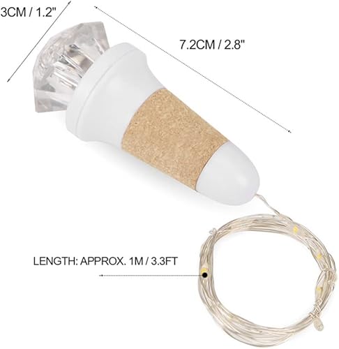 Miniatura 3 de Uonlytech 2 luces de corcho para botella de vino con tira de luces, luces recargables por USB, luces de botella de destello de luz de diamante,