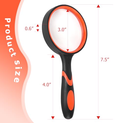 2-Set 75mm Hand-Held Reading Magnifier with Non-Slip Rubber Grip, Good for Senior Users, Hobby Exploring & Scientific Activities