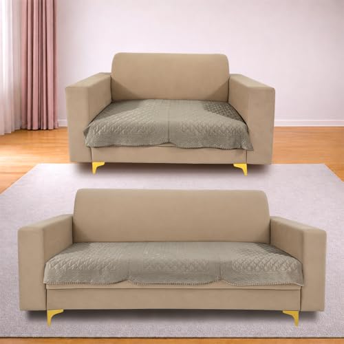 Image of Homerz Premium Petal Charm Sofa Cover | Embossed Floral Pattern | Soft Touch, Anti-Dust & Easy Wash Fabric Cloth, Washable and Durable (Beige, 5(3+2) Seater, Only Seat Cover)