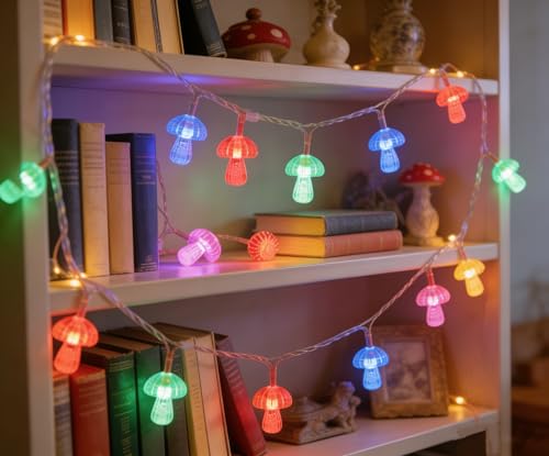Guirlande lumineuse champignon 2 modes fixe et clignotant autonomie piles