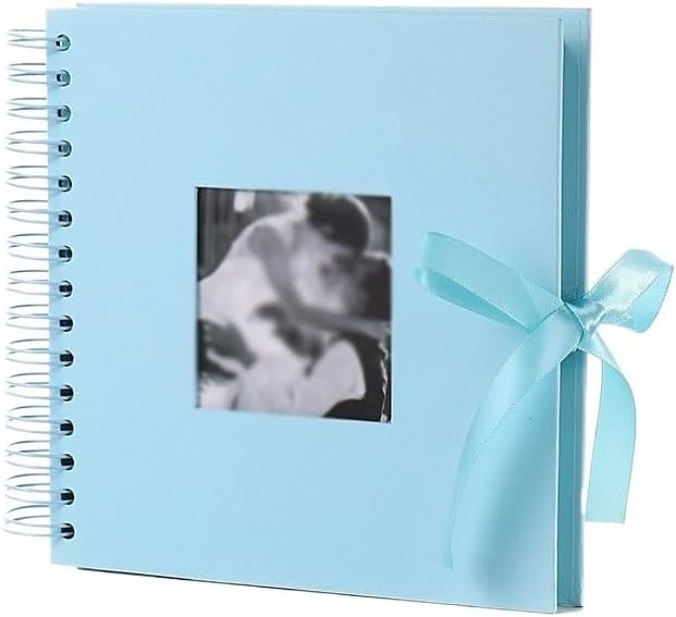 Travel Growth Commemorative Book ﻿ Cover Window Album Sets Coil Scrapbooks DIY Albums Applicable to photos, receipts, star cards, etc(Blue)