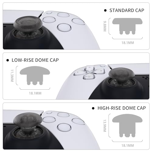eXtremeRate ps5（BDM-010&BDM-020&BDM-030&BDM-040&BDM-050）コントローラー edge に対応用交換サムスティック(クリア素材)、ps4全モデルコントローラー用カスタムの交換できアナログスティックジョイスティック、コントローラーが含まれません【クリアブラック】