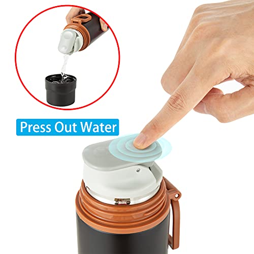 Insulated Water Bottle-Stainless Steel Vacuum Coffee Cup With Handle,Flask Double Walled Sport Travel Mug With Leakproof Lid,Keep Hot & Cold 12 Hours Bpa Free 15Oz(Black) #TOP4