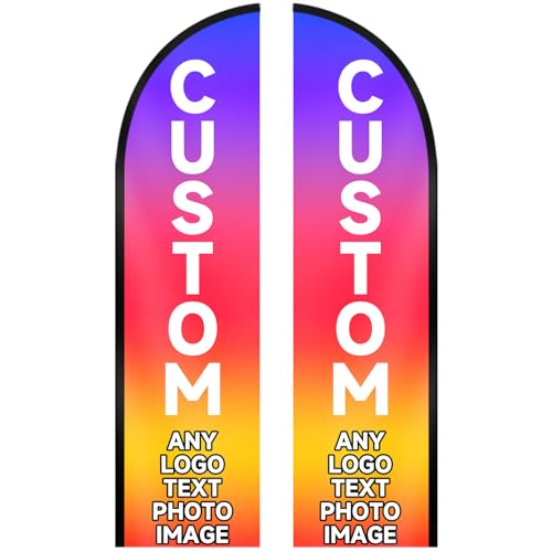 WOANIXY Custom Feather Flag with Pole Kit Personalized Advertising Flags with Image Logo Text  Premium Double Sided Printing Outdoor Advertising Banners for Business Event Grand Openings Festive Decorations Multiple Sizes (60x250cm/2x8.2FT)