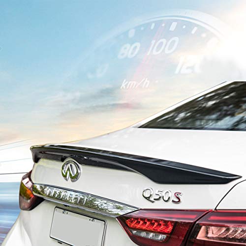 Painted Glossy Black Rear Trunk Spoiler Wing Compatible With Infiniti Q50 2014-2023 Luxe Edition Sport Red Sport 400 Q50S 2015 2016 2017 2018 2019 2020 2021 2022 #TOP1