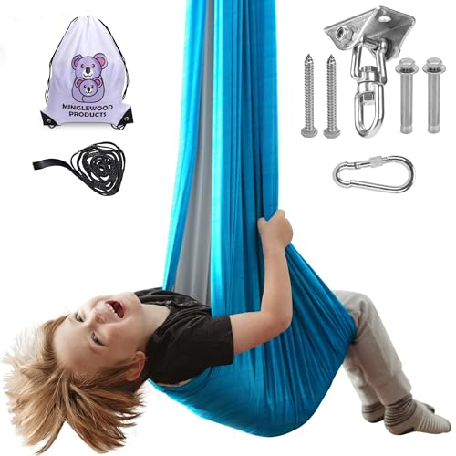 MINGLEWOOD Sensory Swing for Kids – Indoor Swing Set with 360° Swivel Hanger – Cozy & Calming Hammock for Autism, Anxiety, ADHD & Sensory Disorders