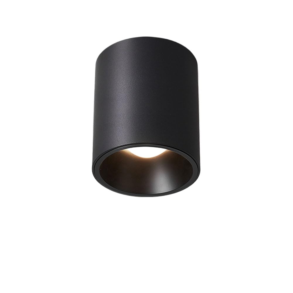 Foco Moderno Impermeable de 20 W para Interiores Ducha baño Inodoro Foco cilíndrico de Techo IP65 Montaje en Superficie luz descendente Dormitorio,Luz Negra cálida 3000K