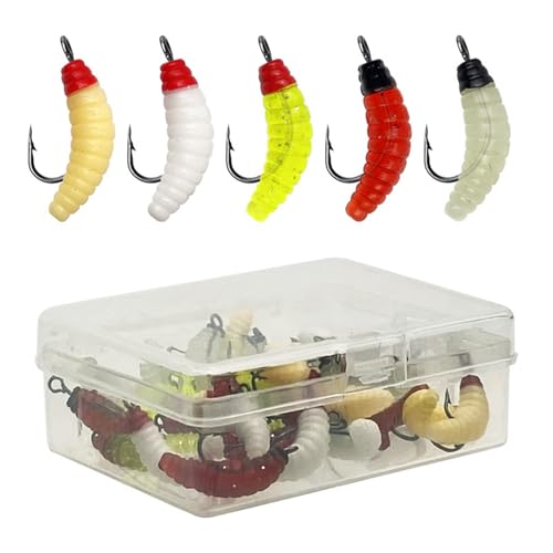 deijshi 30 piezas de cebos suaves para pan, cebos artificiales, señuelos de pesca suaves con gancho para accesorios de aparejos de pesca